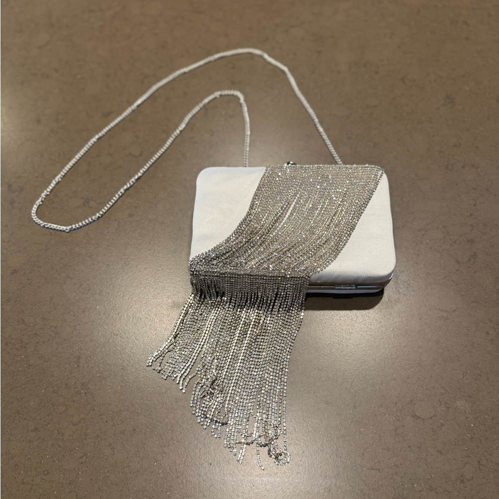 NWT Elegant Rhinestone Fringe Clutch
Bag